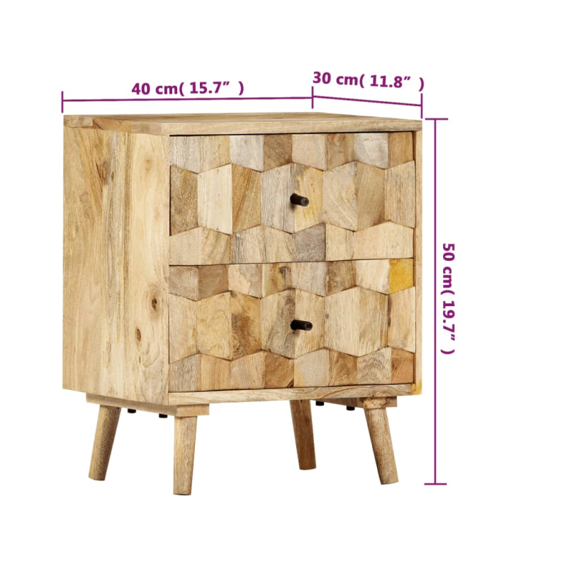 Nachttisch 40x30x50 cm Massivholz Mango