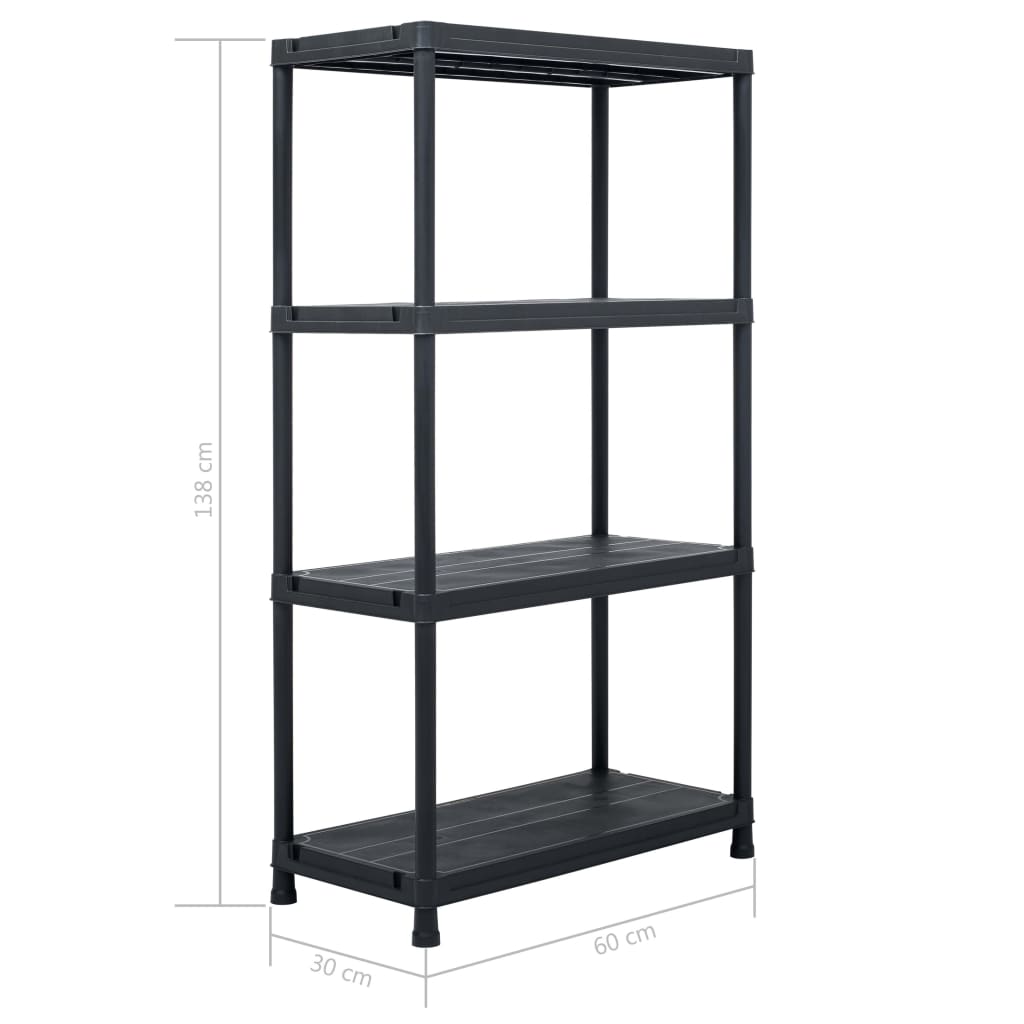 Lagerregal Schwarz 100 kg 60 x 30 x 138 cm Kunststoff