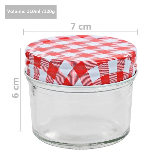 Marmeladengläser mit Weißen/Roten Deckeln 24 Stk. 110 ml