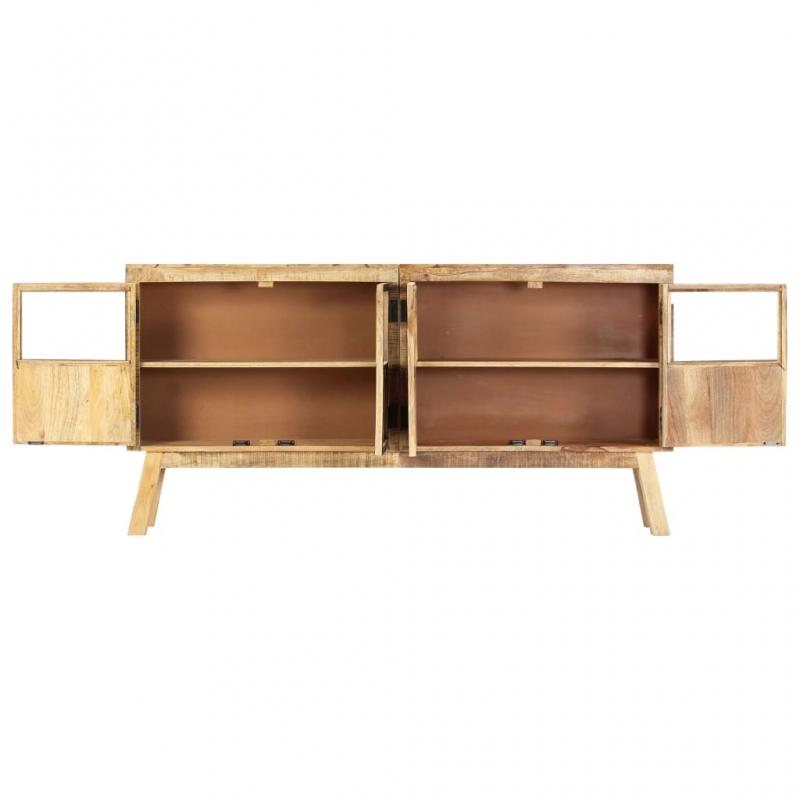 Sideboard Braun und Schwarz 160×30×80 cm Raues Mangoholz