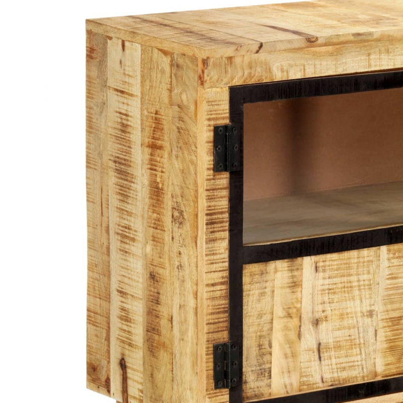 Sideboard Braun und Schwarz 160×30×80 cm Raues Mangoholz