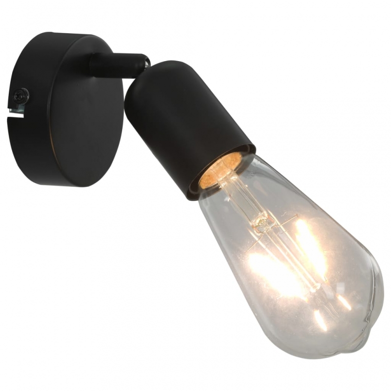 Strahler 2 Stk. mit Glühlampen 2 W Schwarz E27