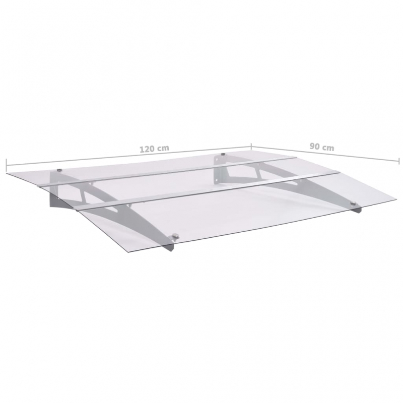 Türvordach Silbern und Transparent 120x90 cm Polycarbonat