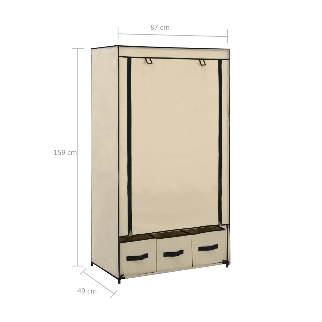 Kleiderschrank Creme 87 x 49 x 159 cm Stoff