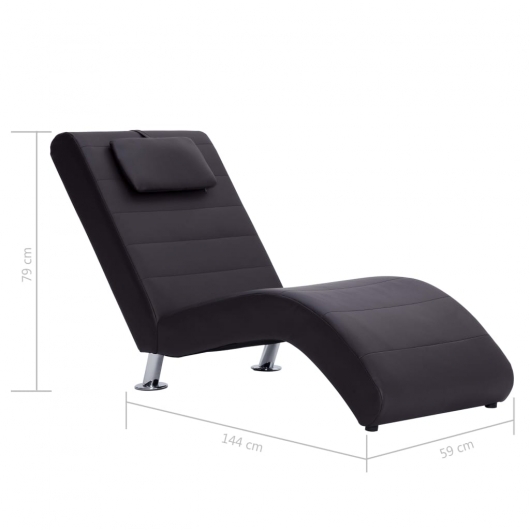 Chaiselongue mit Kissen Braun Kunstleder