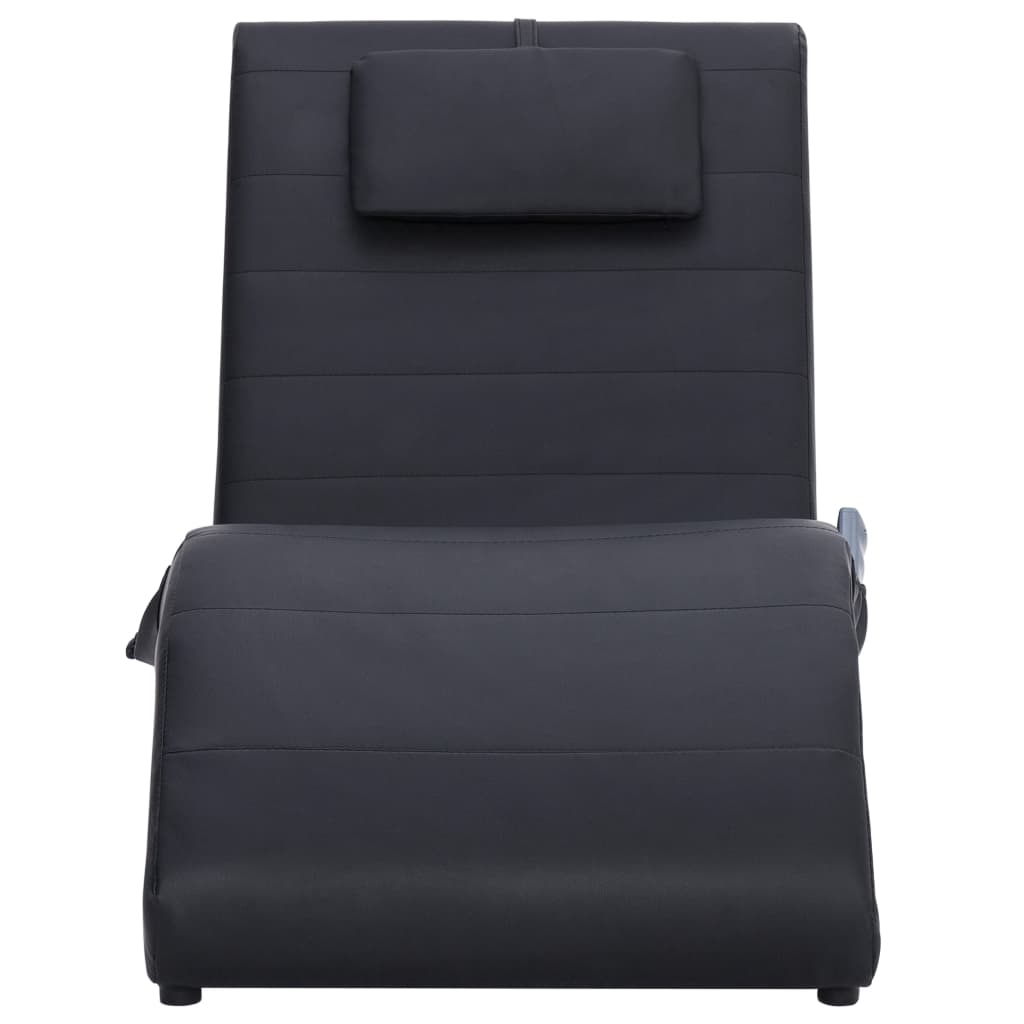 Massage Chaiselongue mit Kissen Schwarz Kunstleder