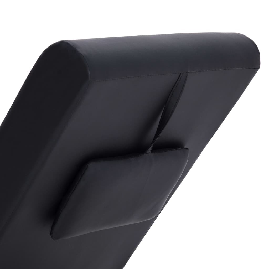 Massage Chaiselongue mit Kissen Schwarz Kunstleder