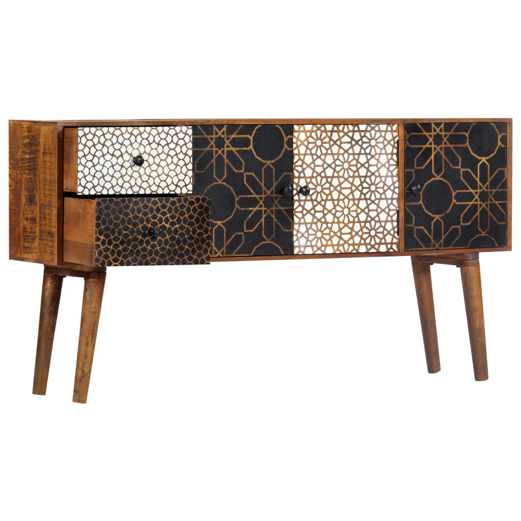 Sideboard mit Druckmustern 130x30x70 cm Massivholz Mango