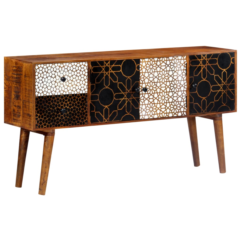 Sideboard mit Druckmustern 130x30x70 cm Massivholz Mango