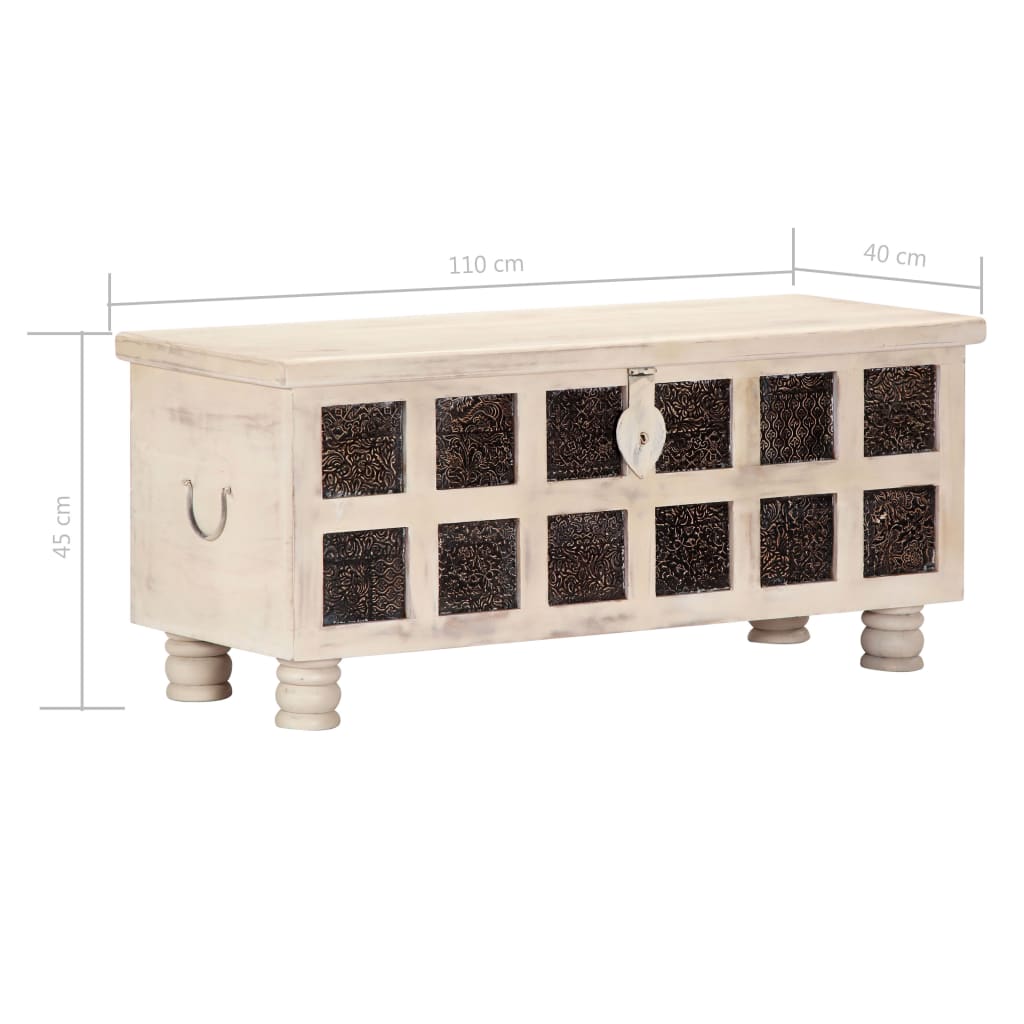 Aufbewahrungstruhe Weiß 110 x 40 x 45 cm Massivholz Akazie