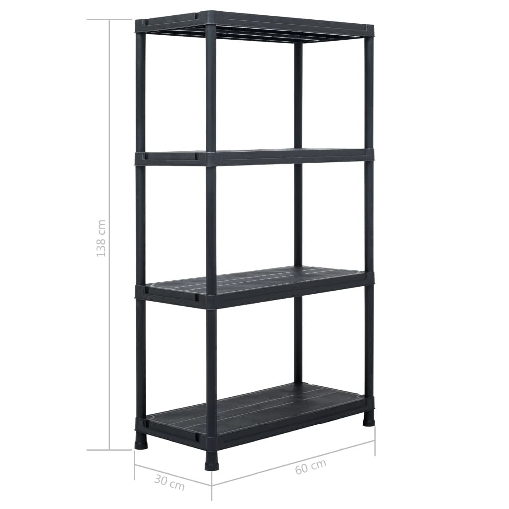 Lagerregale 5 Stk. Schwarz 60 x 30 x 138 cm Kunststoff