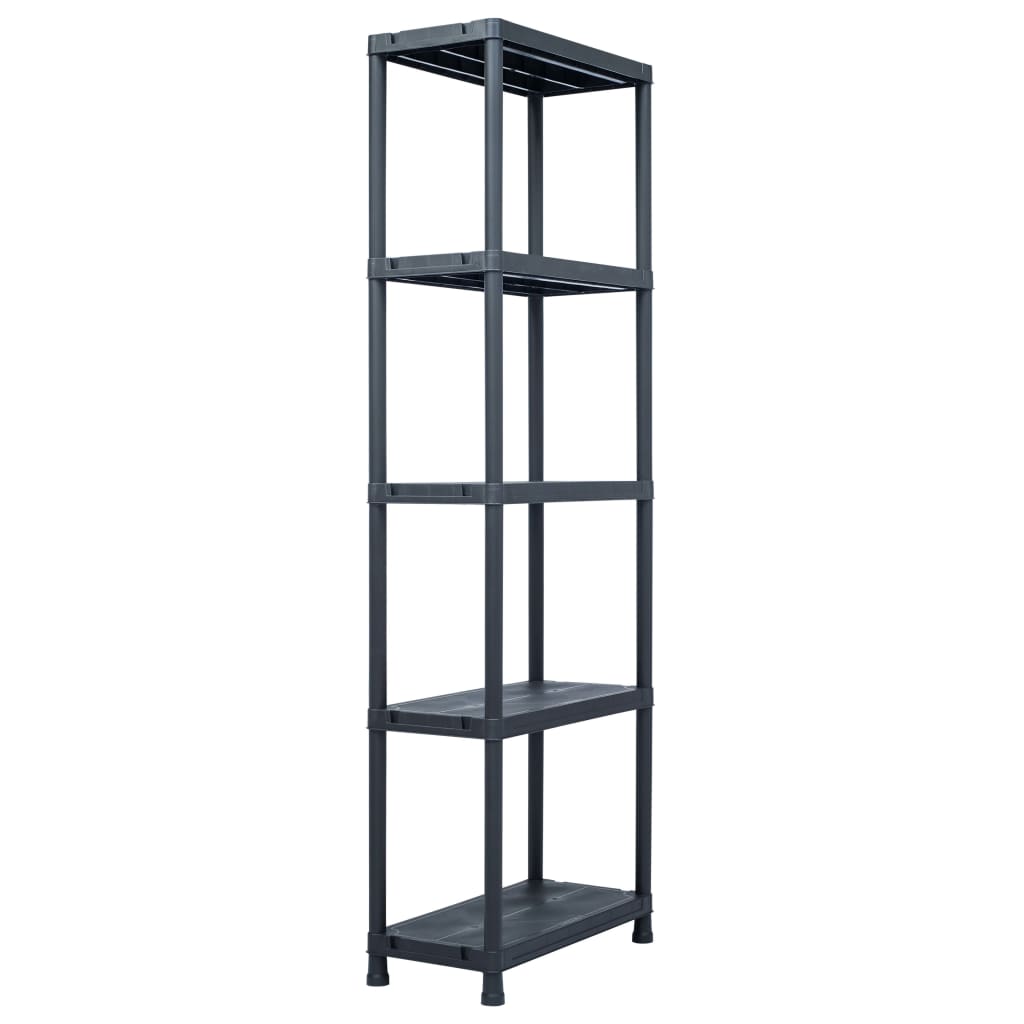 Lagerregale 5 Stk. Schwarz 125 kg 60 x 30 x 180 cm Kunststoff