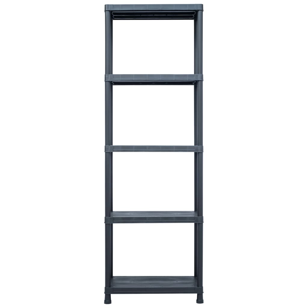 Lagerregale 5 Stk. Schwarz 125 kg 60 x 30 x 180 cm Kunststoff