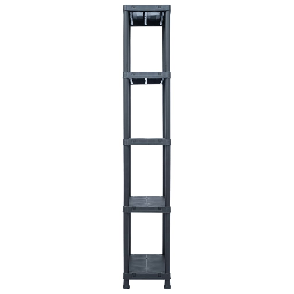 Lagerregale 5 Stk. Schwarz 125 kg 60 x 30 x 180 cm Kunststoff