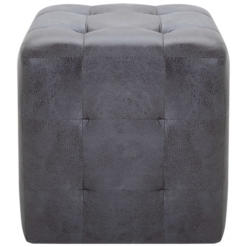 Nachttische 2 Stk. Grau 30x30x30 cm Wildleder-Optik