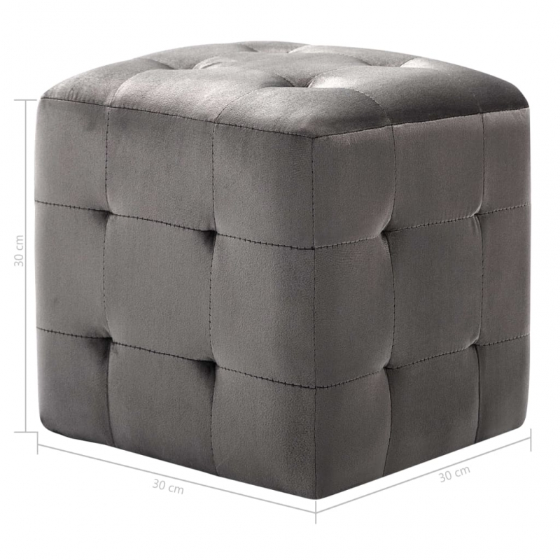 Nachttische 2 Stk. Grau 30×30×30 cm Samtstoff