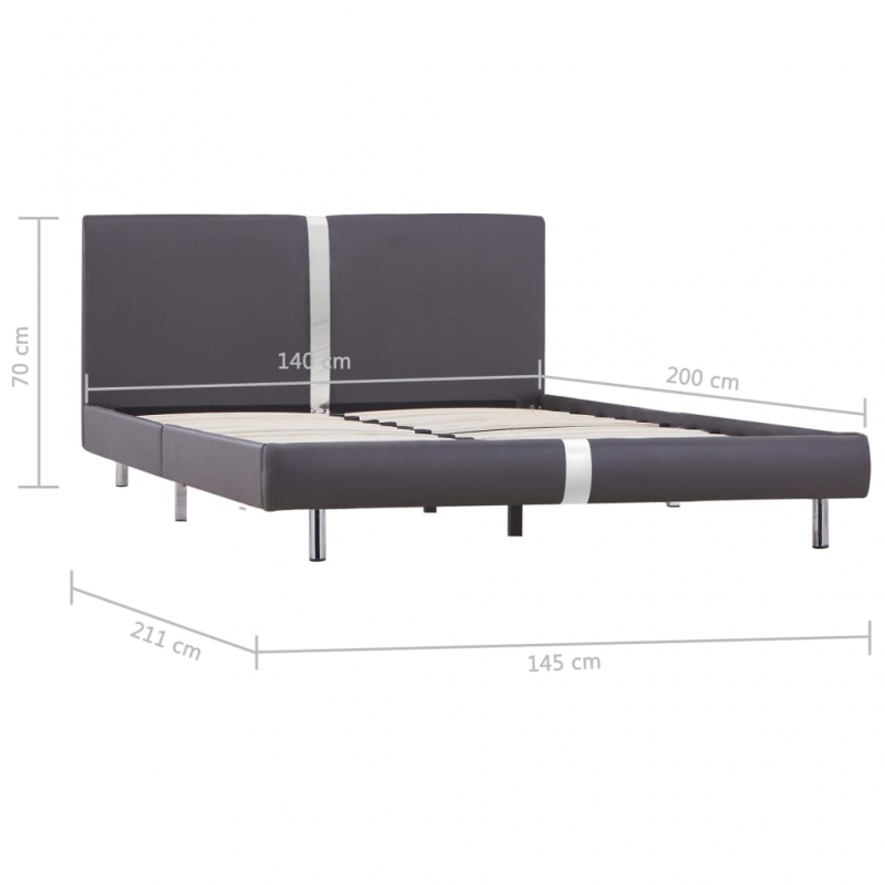 Bettgestell Grau Kunstleder 140 x 200 cm