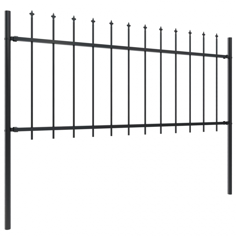Gartenzaun mit Speerspitzen Stahl 1,8 m Schwarz