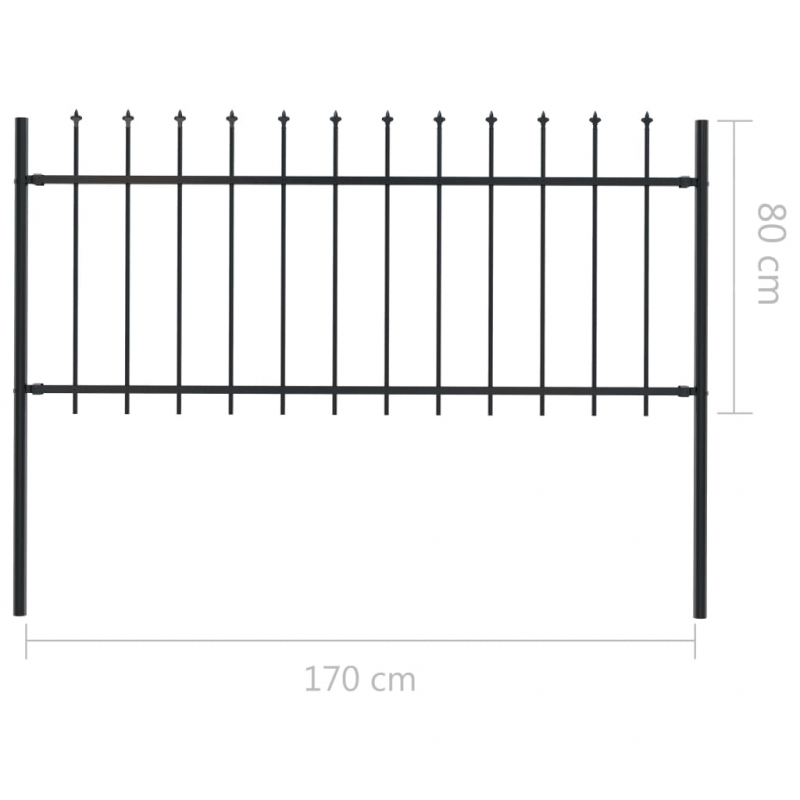 Gartenzaun mit Speerspitzen Stahl 1,8 m Schwarz