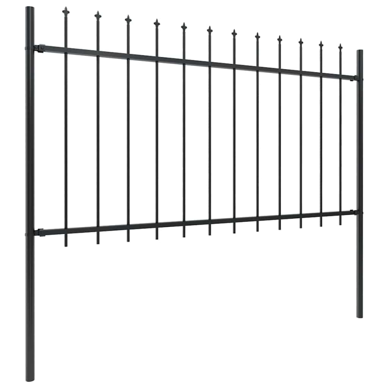 Gartenzaun mit Speerspitzen Stahl 1,8 m Schwarz