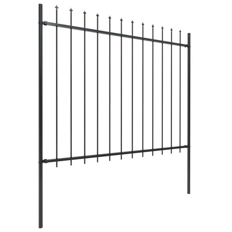 Gartenzaun mit Speerspitzen Stahl 1,8 m Schwarz