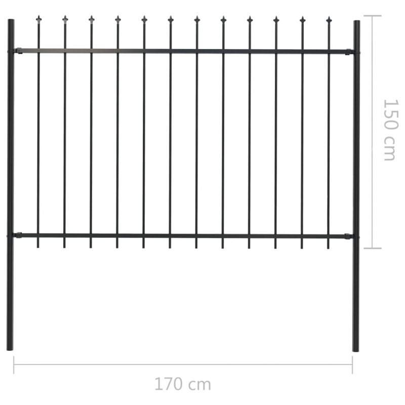 Gartenzaun mit Speerspitzen Stahl 1,8 m Schwarz