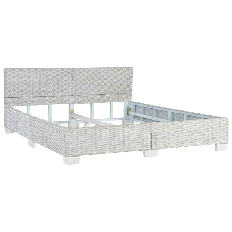 Bettgestell Grau Natur Rattan 160 x 200 cm