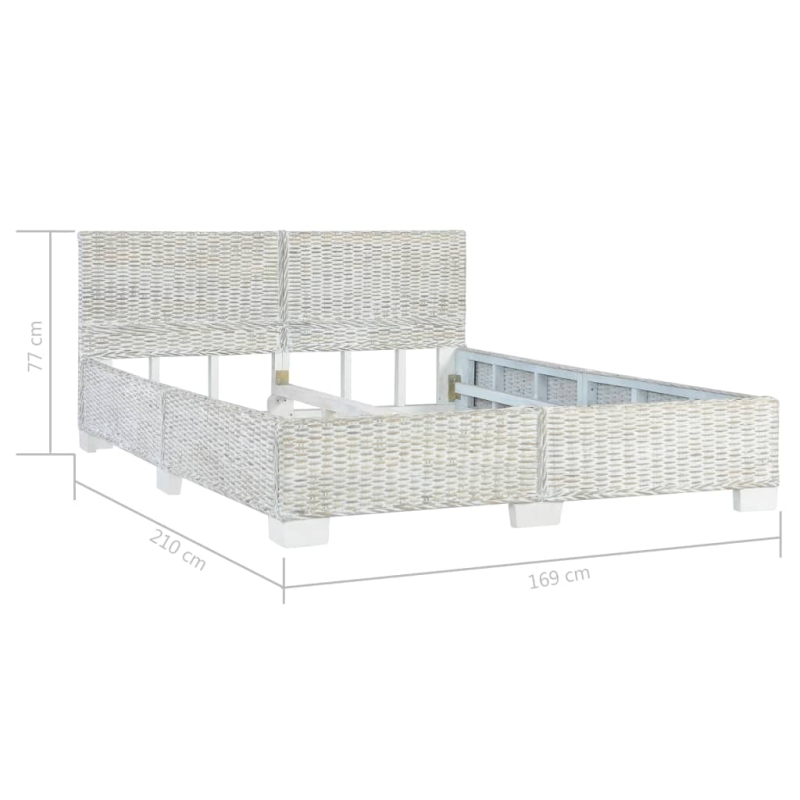 Bettgestell Grau Natur Rattan 160 x 200 cm