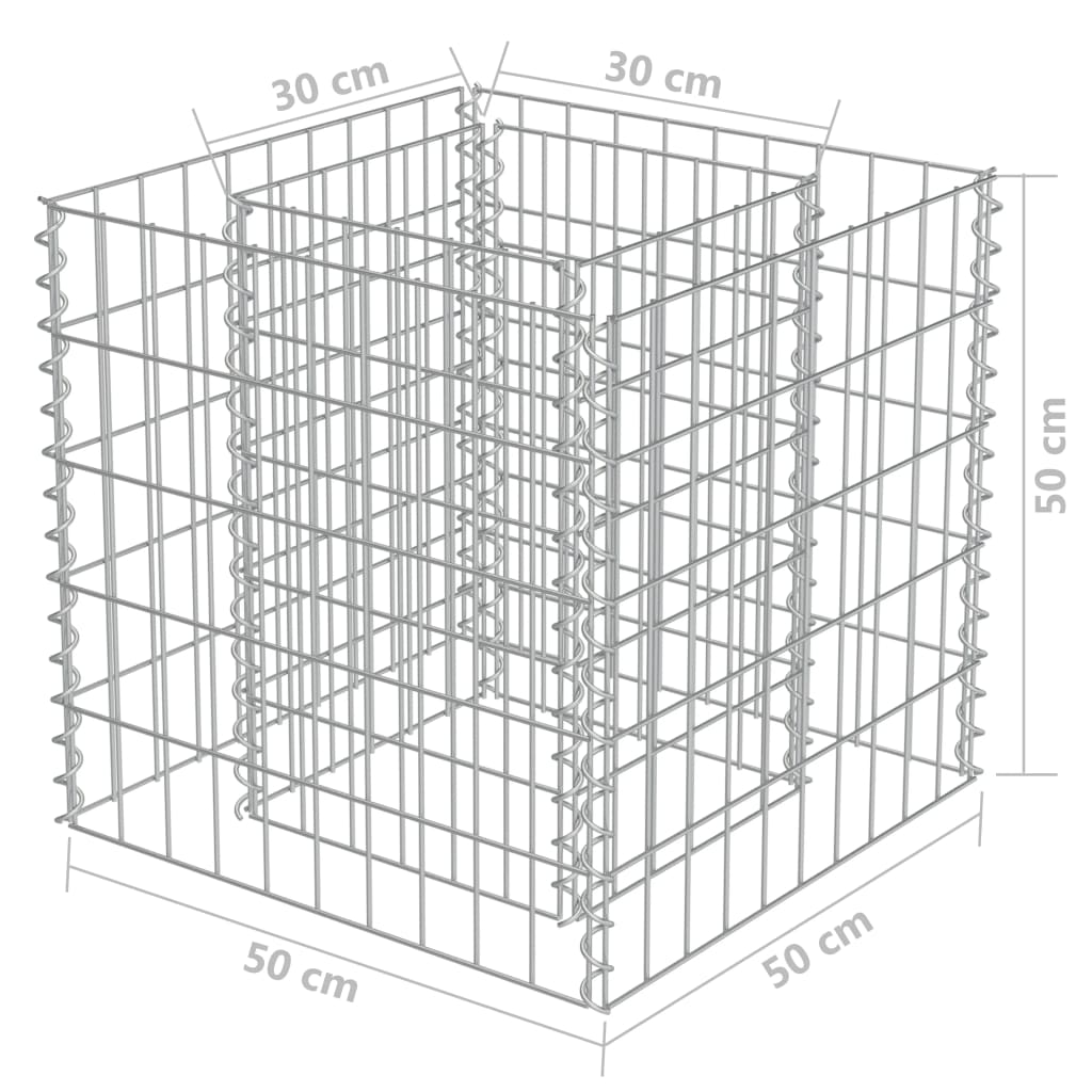 Gabionen-Hochbeet Verzinkter Stahl 50×50×50 cm