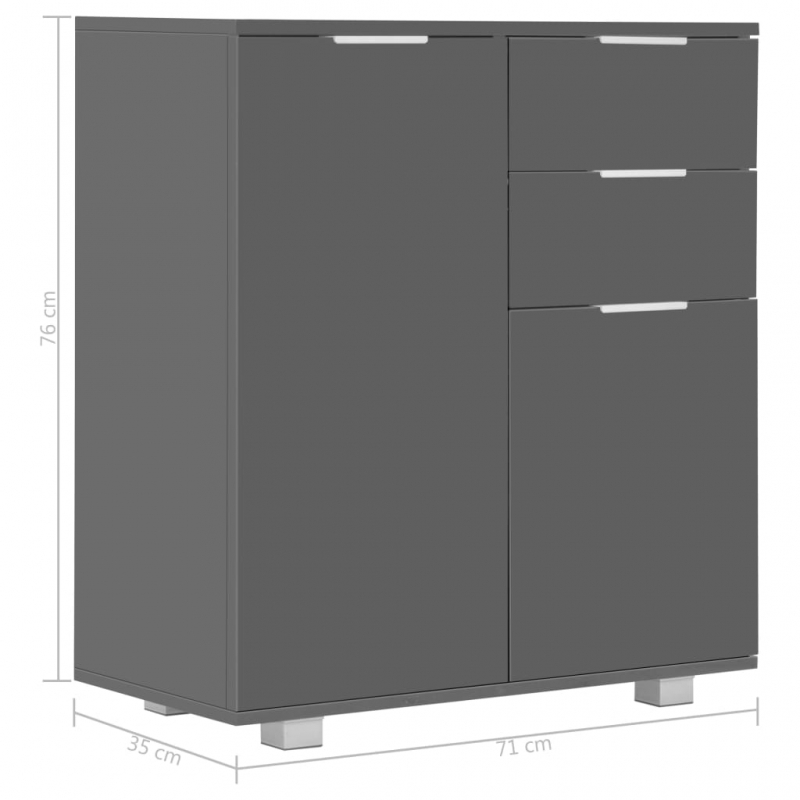 Sideboard Hochglanz-Grau 71x35x80 cm Holzwerkstoff