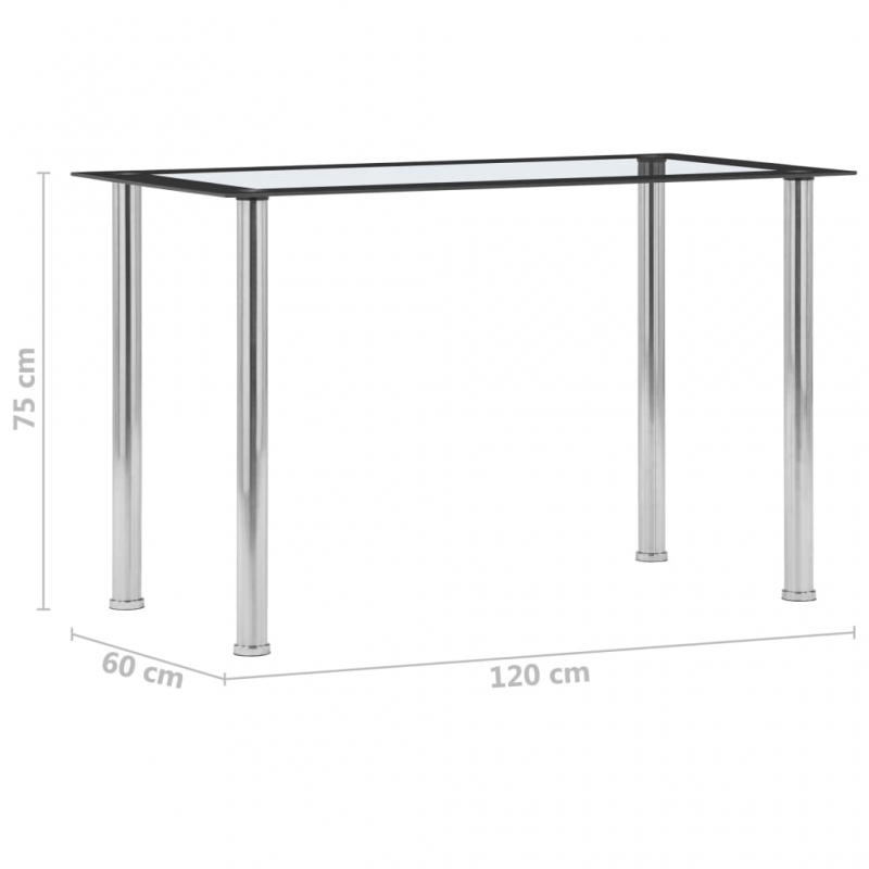 Esstisch Schwarz und Transparent 120 x 60 x 75 cm Hartglas