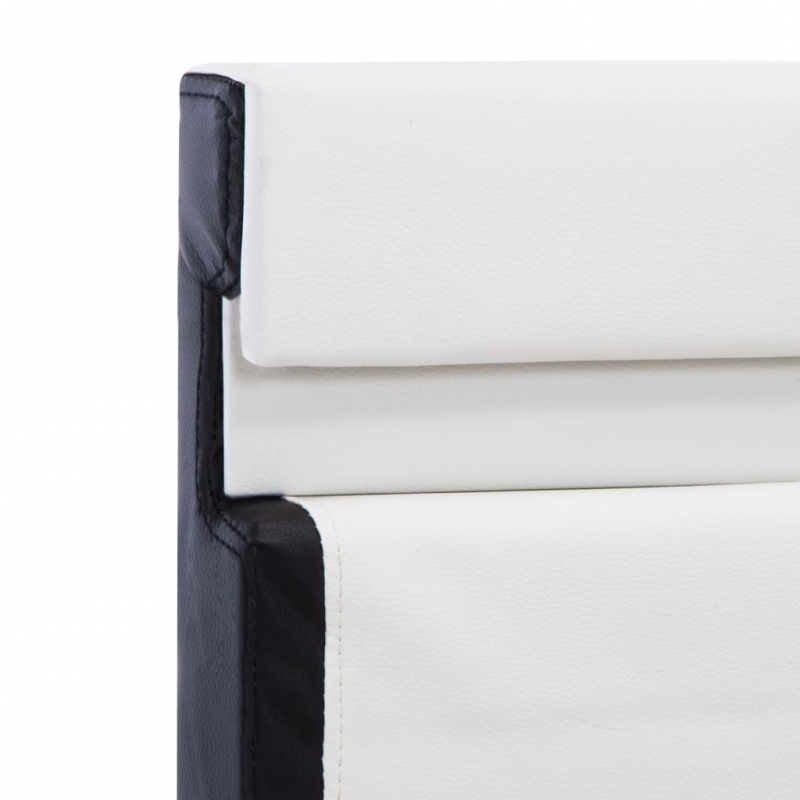 Bettgestell mit LED Weiß und Schwarz Kunstleder 90×200 cm