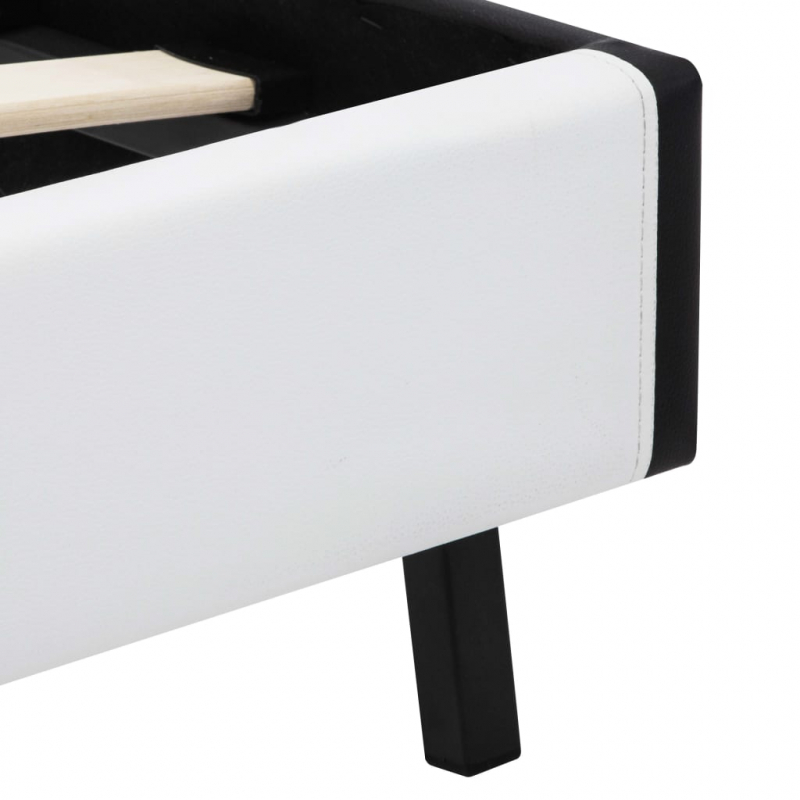 Bettgestell mit LED Weiß Kunstleder 160×200 cm