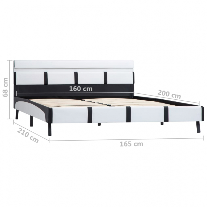 Bettgestell mit LED Weiß Kunstleder 160×200 cm