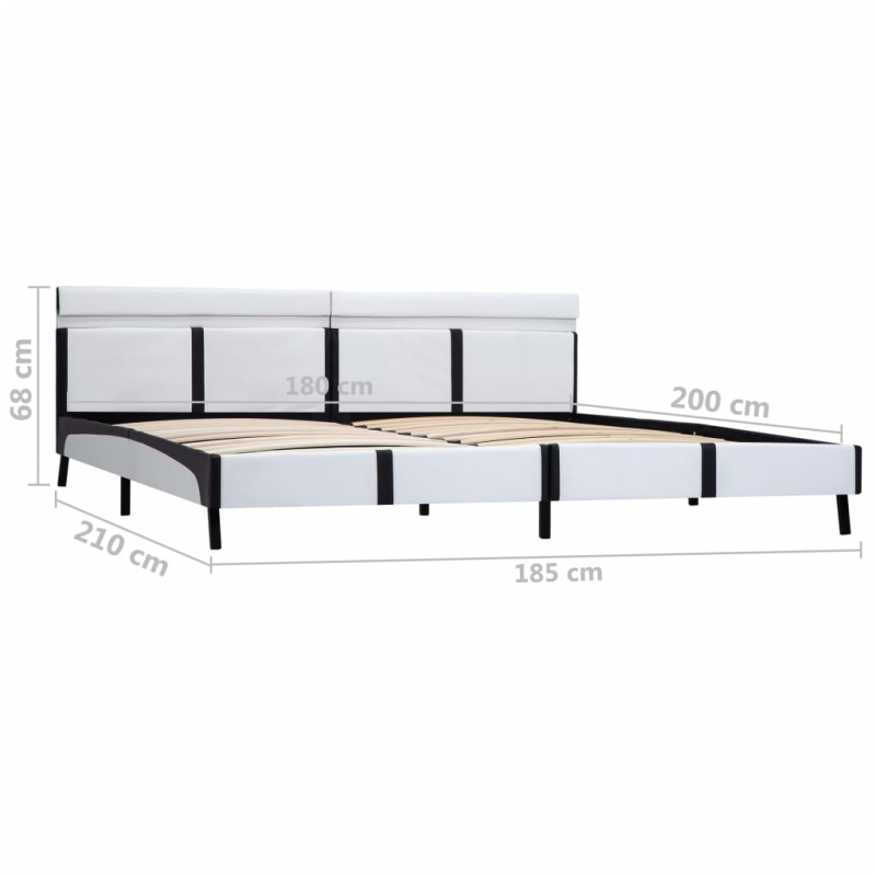 Bettgestell mit LED Weiß Kunstleder 180×200 cm