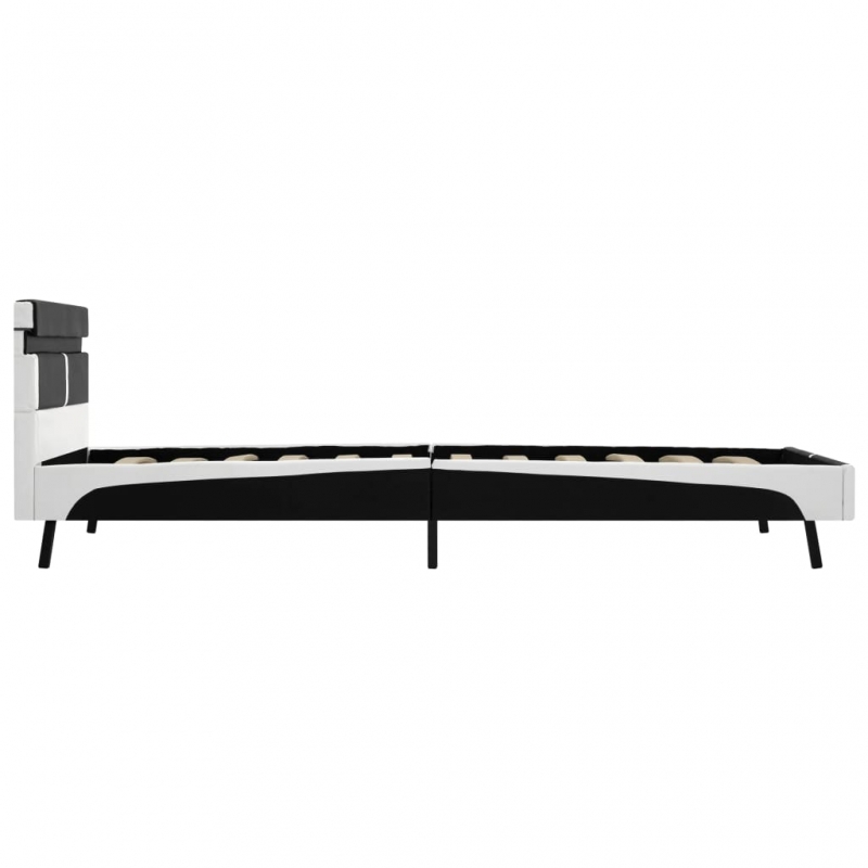 Bettgestell mit LED Schwarz Kunstleder 90x200 cm