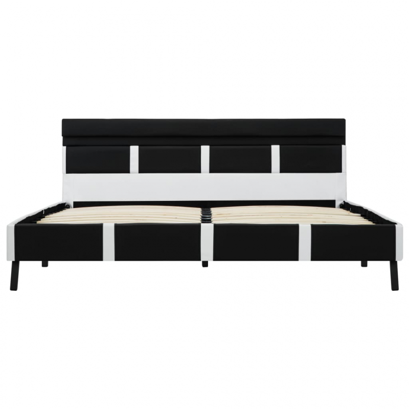 Bettgestell mit LED Schwarz Kunstleder 160x200 cm