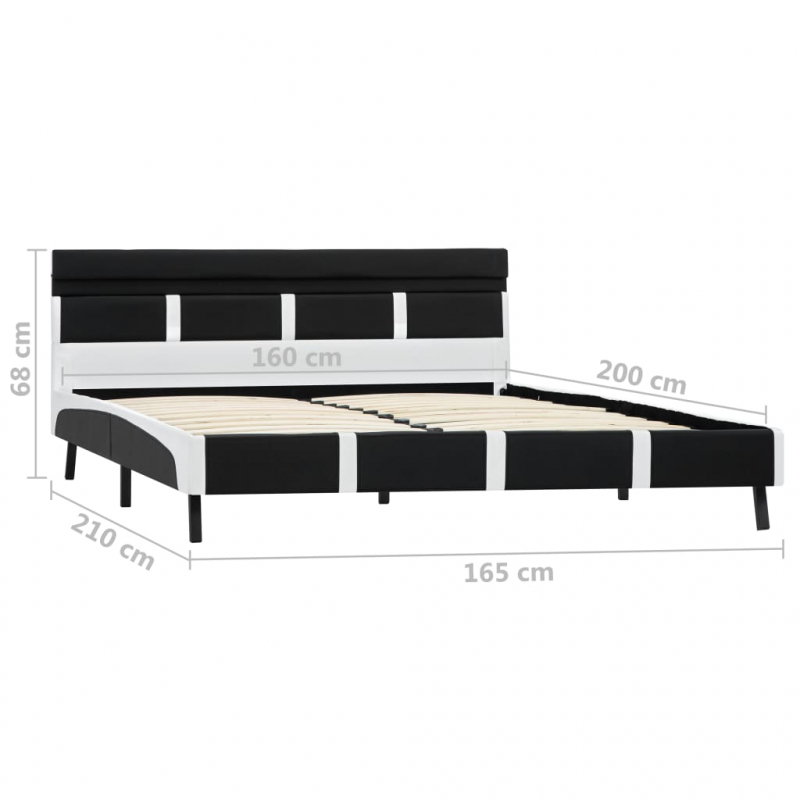 Bettgestell mit LED Schwarz Kunstleder 160x200 cm