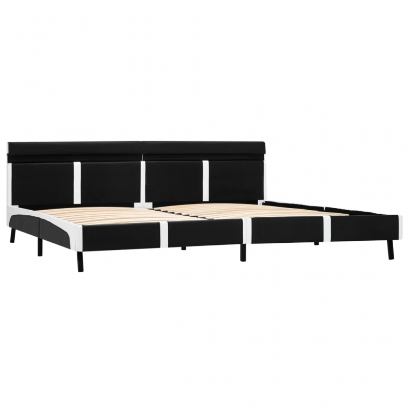 Bettgestell mit LED Schwarz Kunstleder 180x200 cm
