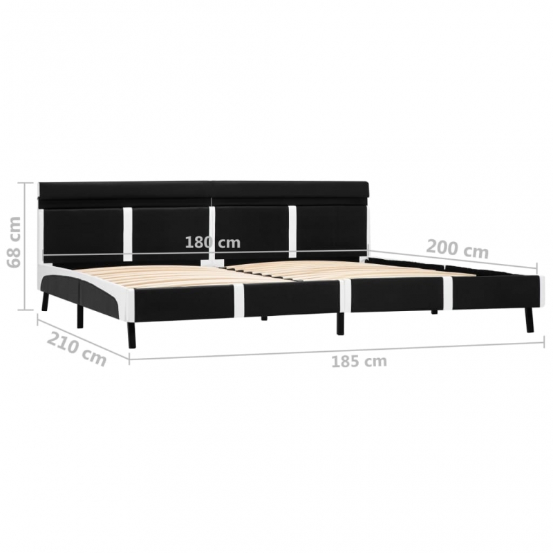 Bettgestell mit LED Schwarz Kunstleder 180x200 cm