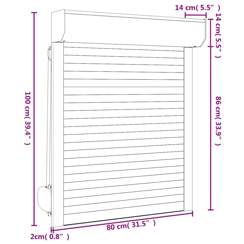 Rollladen Aluminium 80x100 cm Anthrazit