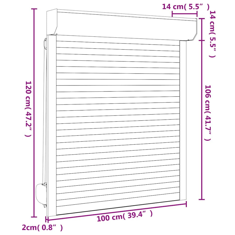 Rollladen Aluminium 100x120 cm Anthrazit