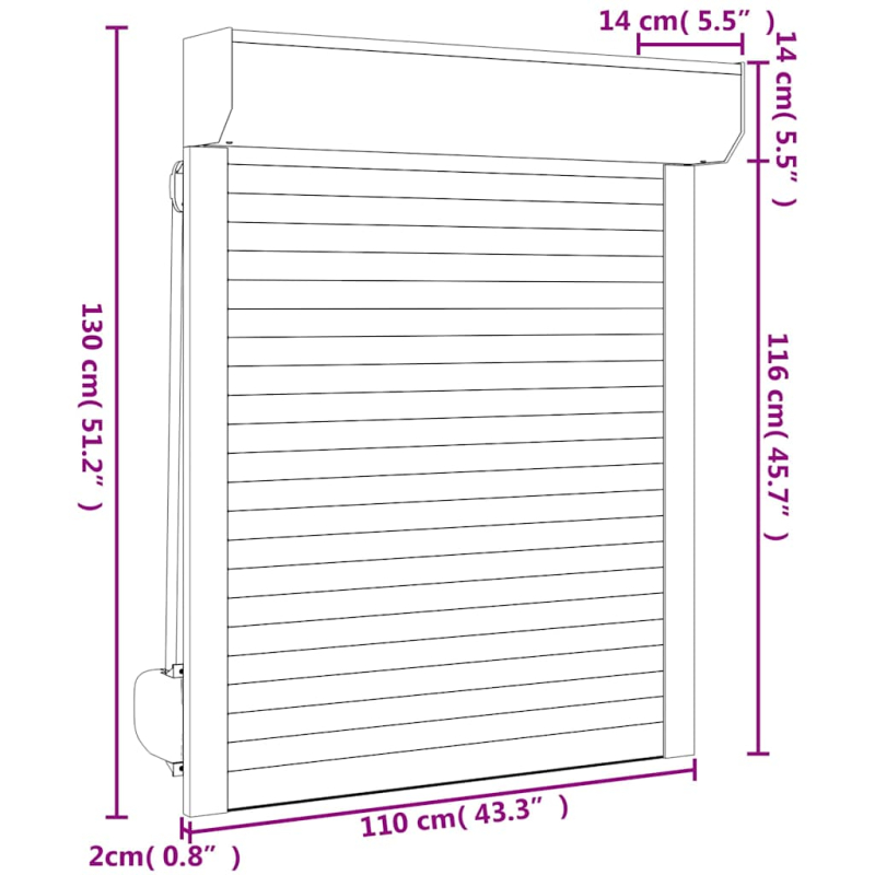 Rollladen Aluminium 110x130 cm Anthrazit