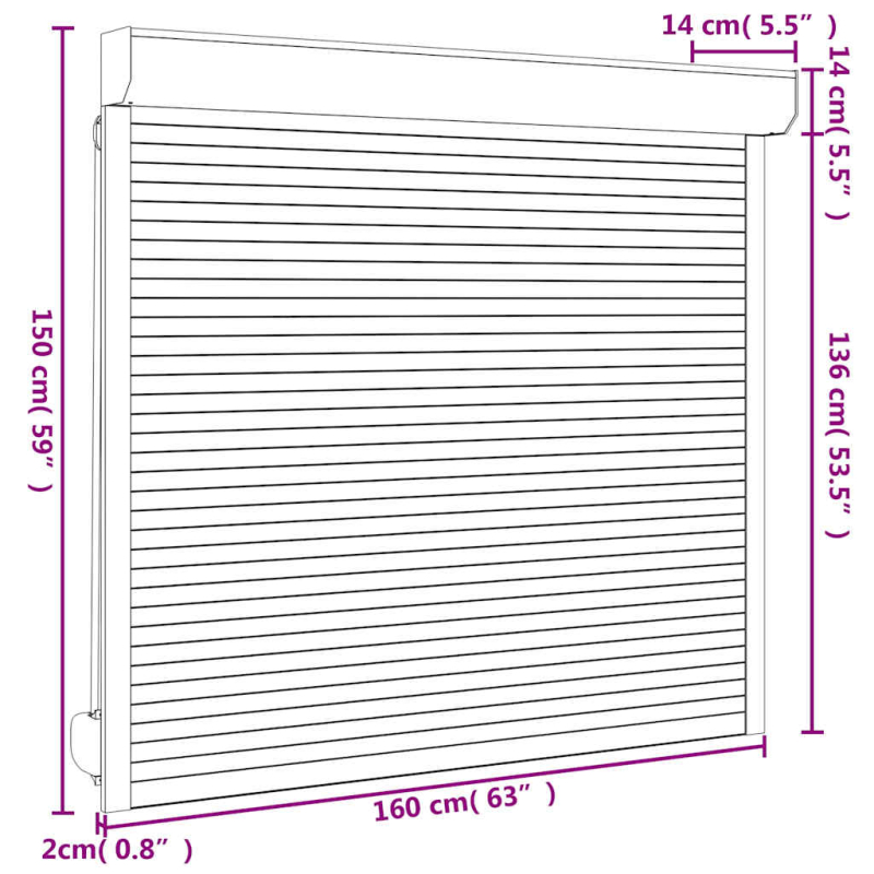 Rollladen Aluminium 160x150 cm Anthrazit