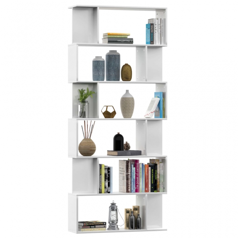 Bücherregal/Raumteiler Hochglanz-Weiß 80x24x192 cm
