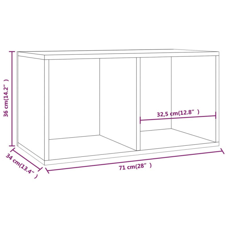 Schallplatten-Aufbewahrungsbox Betongrau 71x34x36 cm