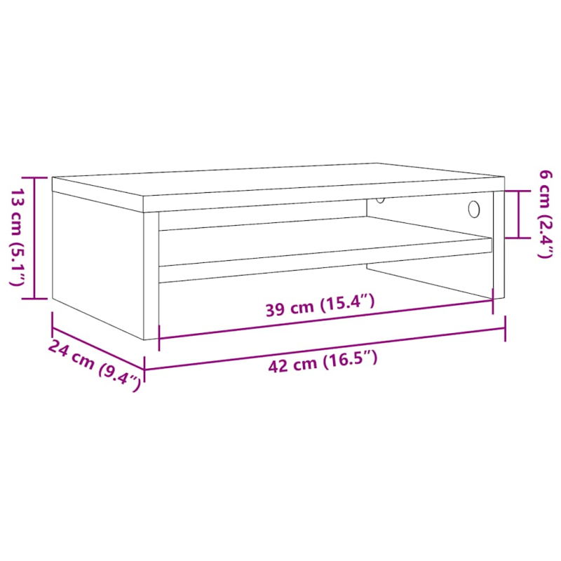 Monitorständer Betongrau 42x24x13 cm Holzwerkstoff