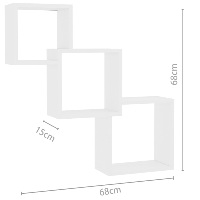 Cube Wandregale Weiß 68x15x68 cm Holzwerkstoff