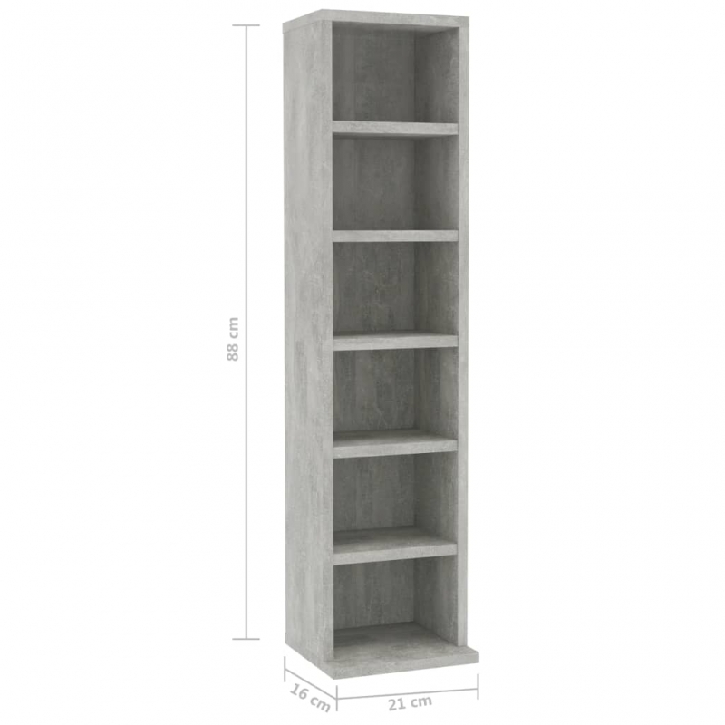 CD-Schrank Betongrau 21x20x88 cm Holzwerkstoff