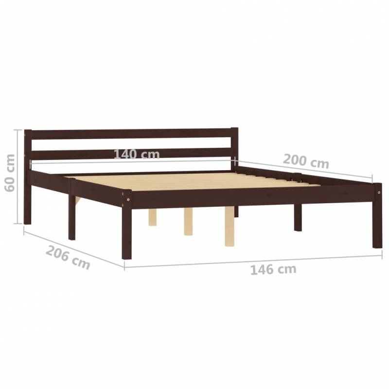 Massivholzbett Dunkelbraun Kiefer 140x200 cm